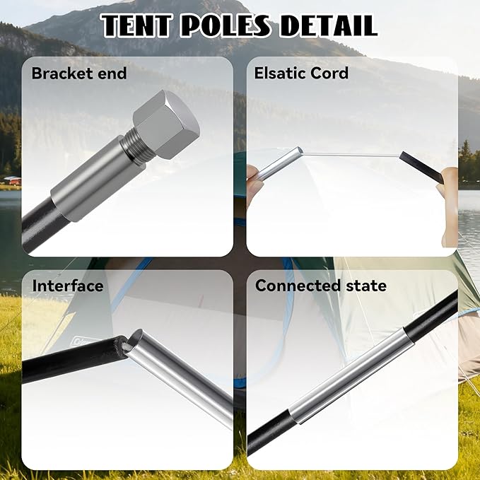 Tent Poles Replacement for Coleman Skydome 4 Person Camping Tent Camping Tent Accessories for Coleman Camping Tent Pre-Assembled Replacement Poles