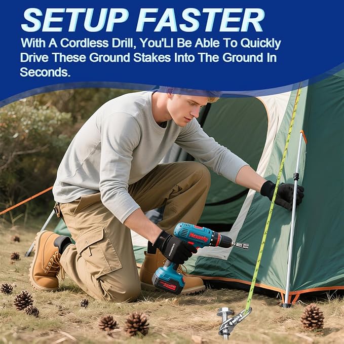 12 Inch Steel Screw in Tent Stakes8 Pack Tent Stakes Heavy DutyGround Anchors Screw inTrampoline Anchor KitSwing Set AnchorsMetal Threaded Camping Stakes with Hex Head Driver&ampStorage Bag