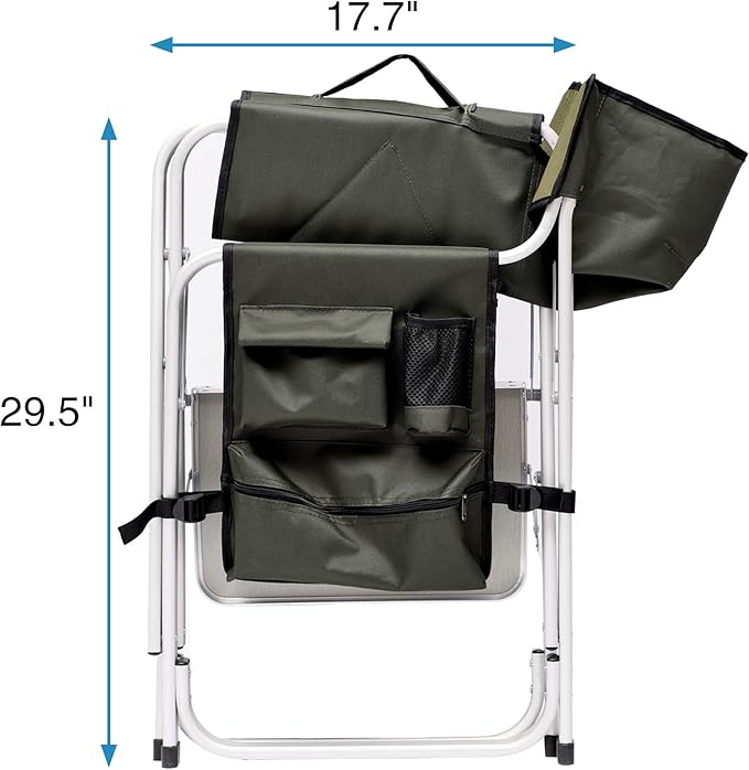 1-Piece Padded Folding Outdoor Chair with Side Table Lightweight Oversized Design for Camping Picnics and Fishing Green