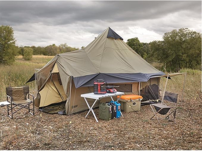 Guide Gear Base Camp Tent Outdoor Hiking Hunting Four Season Camping with Stove Jack