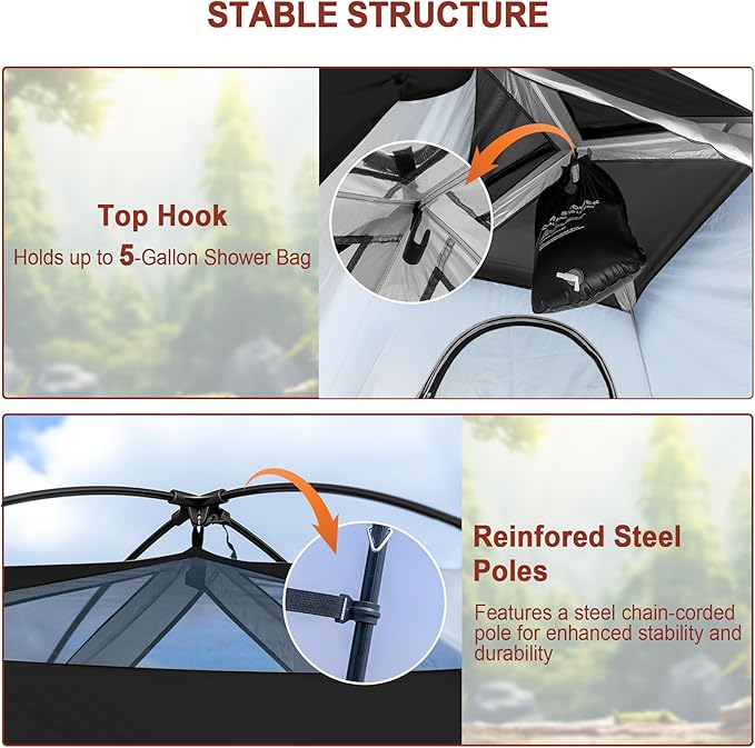 Camping Shower Tent 7.9 FT Extra Tall Oversize Privacy Tent Portable Outdoor Bathroom Toilet Tent with Floor Easy Set Up Privacy Shelter for Dressing Hiking Fishing UPF50+