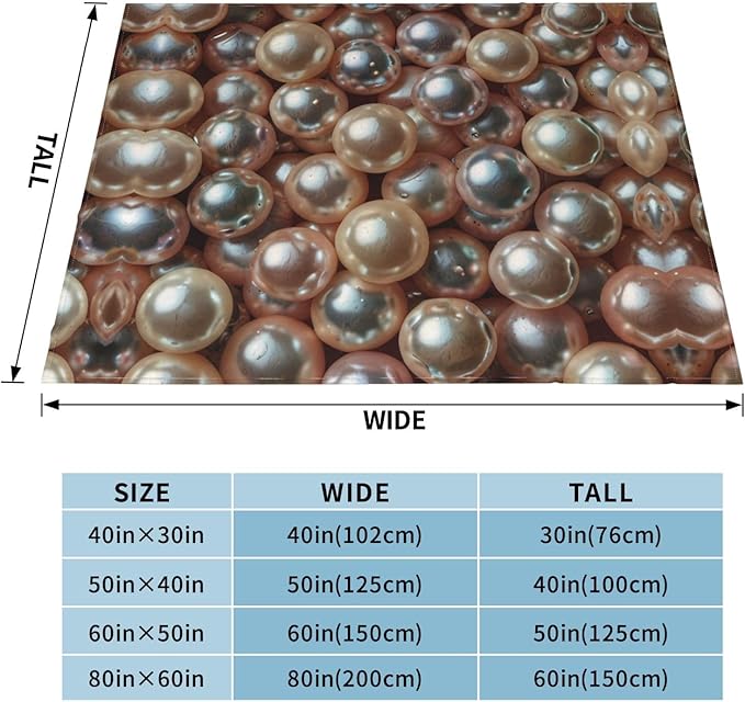 Pearl 80x60 Printed Soft Fleece Blanket for Sofa Bed and Camping - Cozy Blanket for Travel Picnics Nighttime Use
