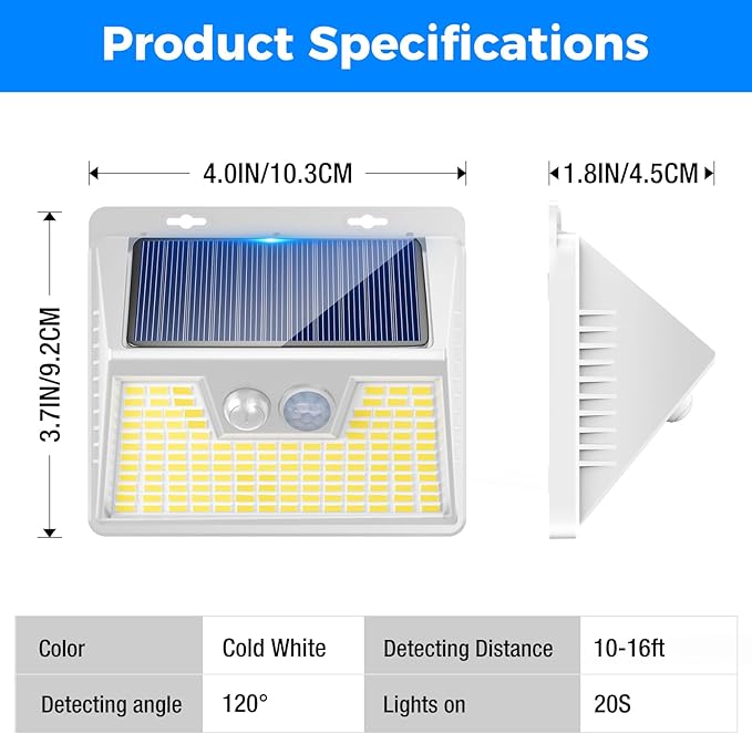 Peasur Solar Lights Outdoor Waterproof [12 Packs/140 LEDs] 3 Lighting Modes Motion Sensor Ultra Bright Security Lights for Outside Fence Patio Deck[White]