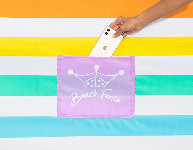 Premium 20 ft Beach Windscreen Privacy Screen Wind Blocker - Pastel Perfect Free Rubber Mallet and Carry Bag Included