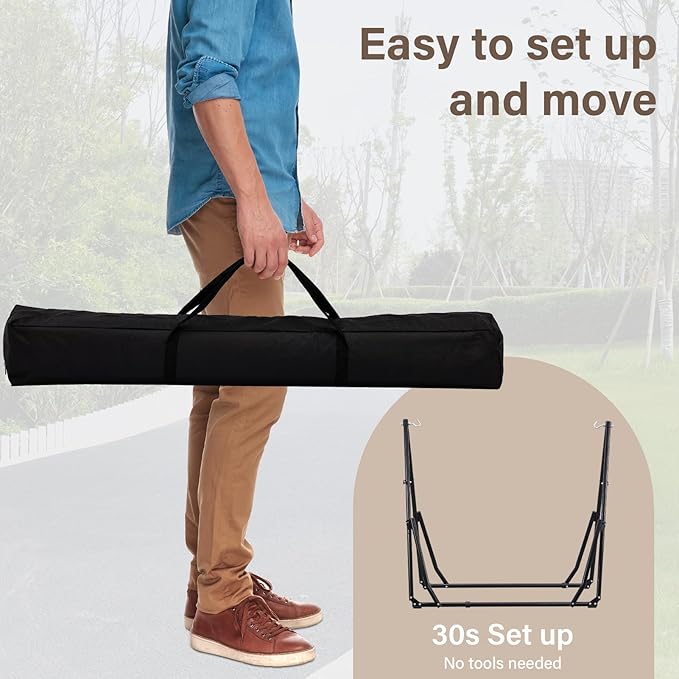 2 in 1 Hammock with Stand Outdoor Hammock Swing Chair with Portable Heavy Duty Stand Multi-Functional Hammock Stand 480 lbs Weight Capacit-Coffee