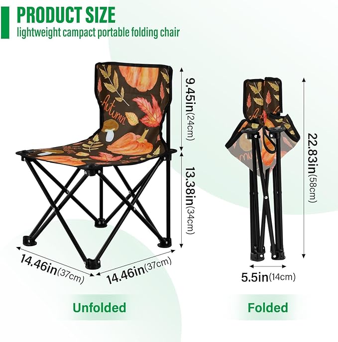 Packable Camping Chair Bright Autumn Pattern Backpack Backpacking Ultra Lightweight with Carrying Bag Ice Fishing for Sports