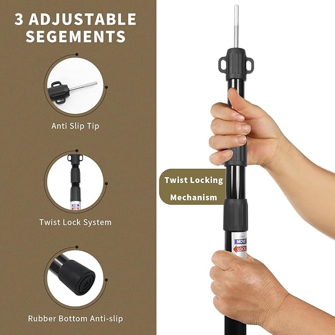 Tarp Poles Telescoping Tent Poles Ultra-Lightweight Portable Aluminum Sun Shade Poles That Extends Up to 7'6Suitable for Camping Tent Awning Beach Shelter(2 PCS)