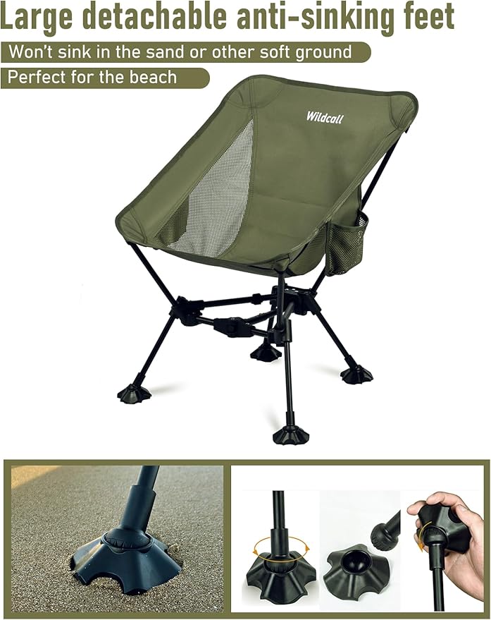 WildCall 1 Anti-Sink Feet Camping Chair and 1 Ultralight Camping Table Ultralight Compact for Adults Outdoor Camping Backpacking Hiking