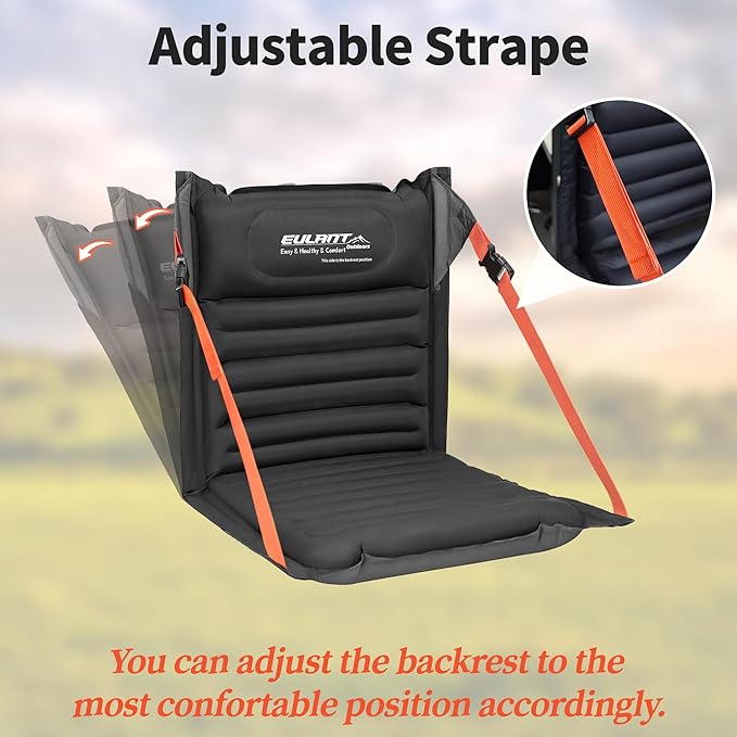 EULANT Lightweight Inflatable Folding Seats for Camping Chair with Back Support and Adjustable StrapsFoldable Bleacher Chairsfor Camping Hiking Sporting Events and Park