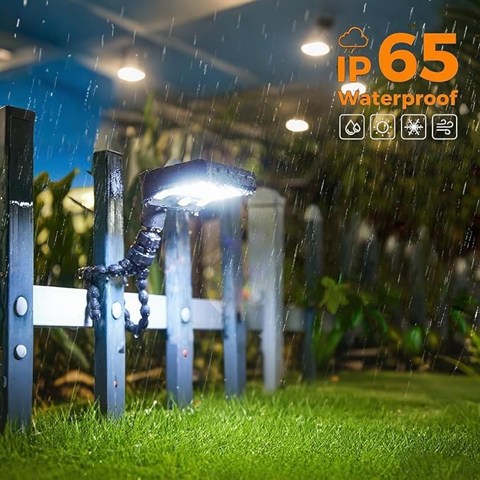 Motion Sensor Outdoor Lights with Flexible Octopus Tripod - 600LM Solar Sercurity Lights Waterproof Dual Charging Solar Ourdoor Light for CampingFence Patio (Black-2pcs)