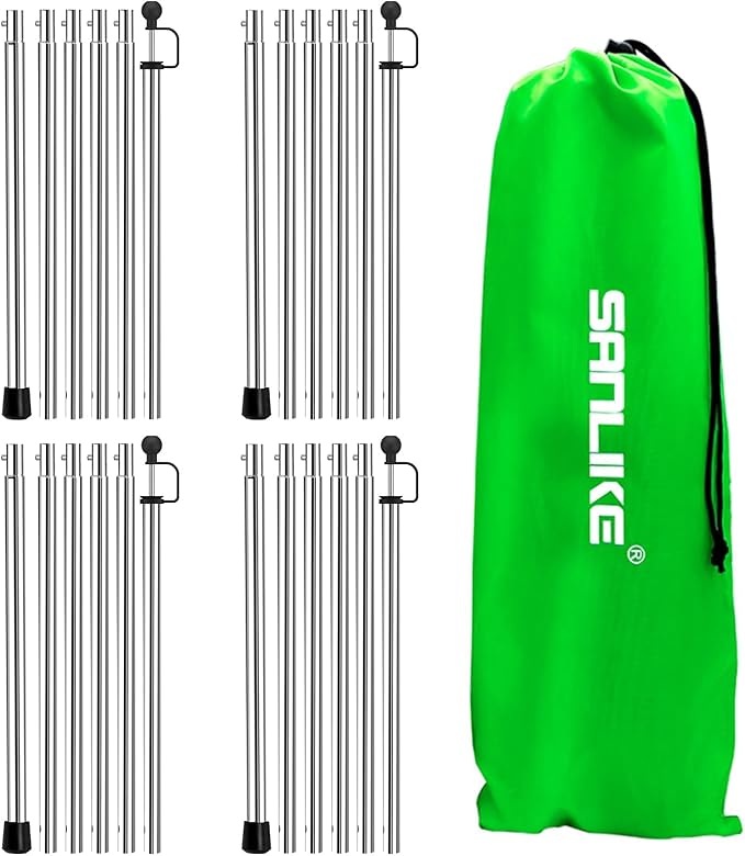 SAN LIKE Tent Poles for Tarp - 90 in Set of 4 Telescoping Canopy Poles for Rooftop Tents Camping &amp Trekking Awning