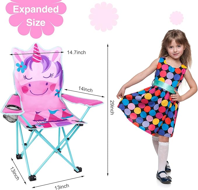 KABOER Kids Outdoor Folding Lawn and Camping Chair with Cup Holder and Carrying Bag Children's Camping Chairs