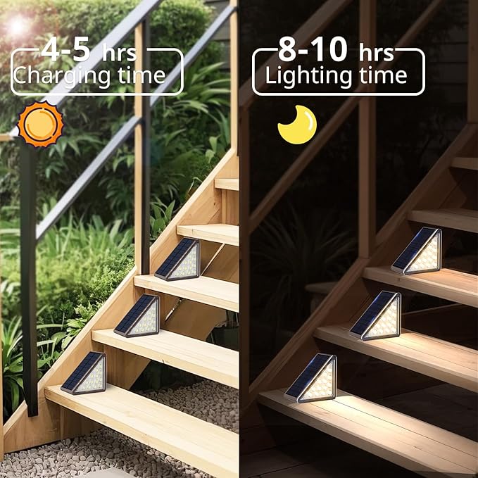 Brown Solar Step Light Outdoor Stair Lights Deck Lights Outdoor Powered IP65 Waterproof 3000K Warm White Solar Outdoor Step Light Decor for Stair Deck StepPorch and Outside Patio6 Pack
