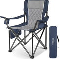 Folding Camping Chairs for Adults Padded Folding Chairs for Outside Heavy Duty with Cup Holders &amp Side Pocket Support up to 500 lbs Blue