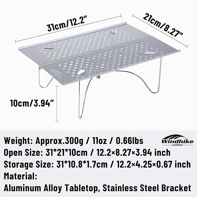 11oz Ultralight Small Folding Camping Table - 66lb Load Capacity Mini Backpacking Table with Carry Bag Aluminum No Assembly for Hiking Camping &amp Beach Compact Small Side Table