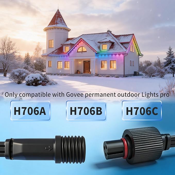 Signal Booster Driver Module for Govee Permanent Outdoor Lights Pro Compatible with H706A/H706B/H706C IP68 Waterproof 200ft Extension Plug-and-Play for Outdoor Holiday/Garden Lighting (Black)