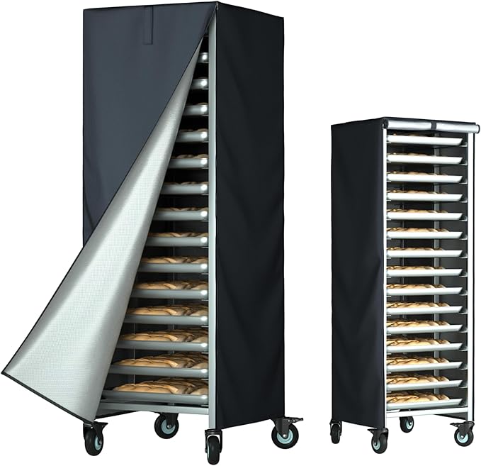 Commercial Bread Pan Rack Cover 28x23x64 - Waterproof Kitchen Storage Protection for Bakery Restaurant (Black)