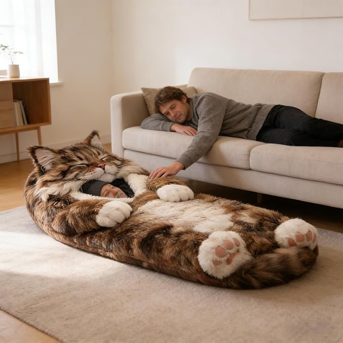 Plush Cat Print Envelope Sleeping Bag | Cat Sleeping Bags for Humans | Warm Cats Mummy Sleepings Bag with Soft Flannel Lining Self | Giant Plush Envelope Design Sleep Sack Cats Blanket for Humans