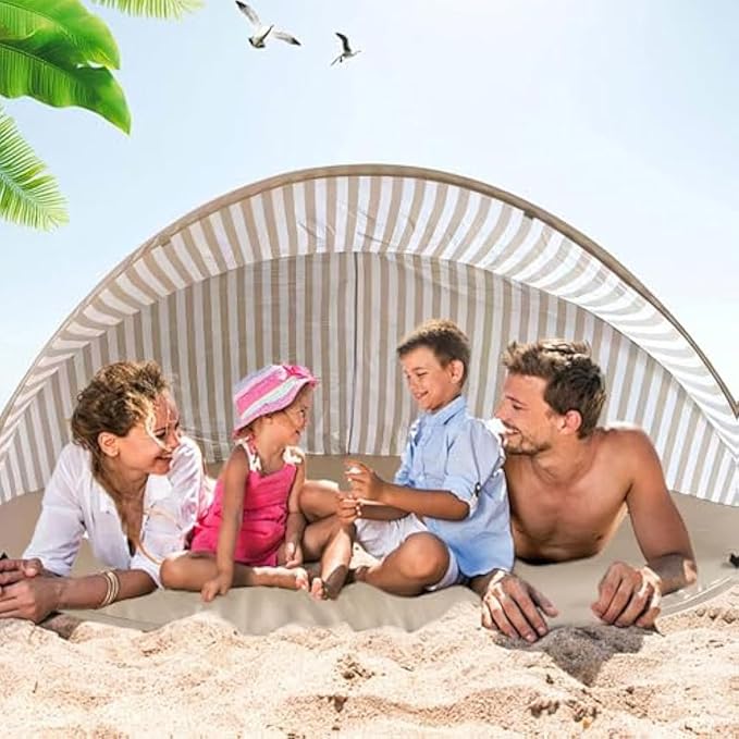 Beach Sun Shade - Portable Canopy Shelter Lightweight Outdoor Tent | UV Protection Travel Cover Compact Breathable Shelter Easy Pop-Up Shade for Family Picnics Camping Fishing Backyard Relaxatio