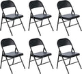 Steel Folding Chair with Cross Leg Braces Construction and Foot Caps for Study Rooms Conferences and Office Use Black 6 Pack