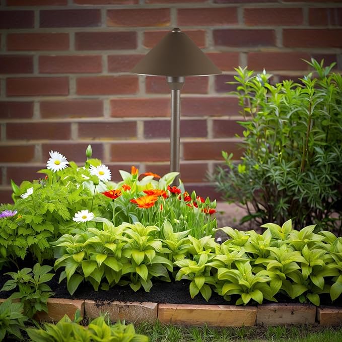 Lumina Lighting® Low Voltage Landscape Lighting Cast-Aluminum Path and Area Light Warm White 3W G4 LED Bulb and ABS Ground Stake Included for Yard Walkway Lawn PAL0105-BZLED4 (Bronze 4-Pack)