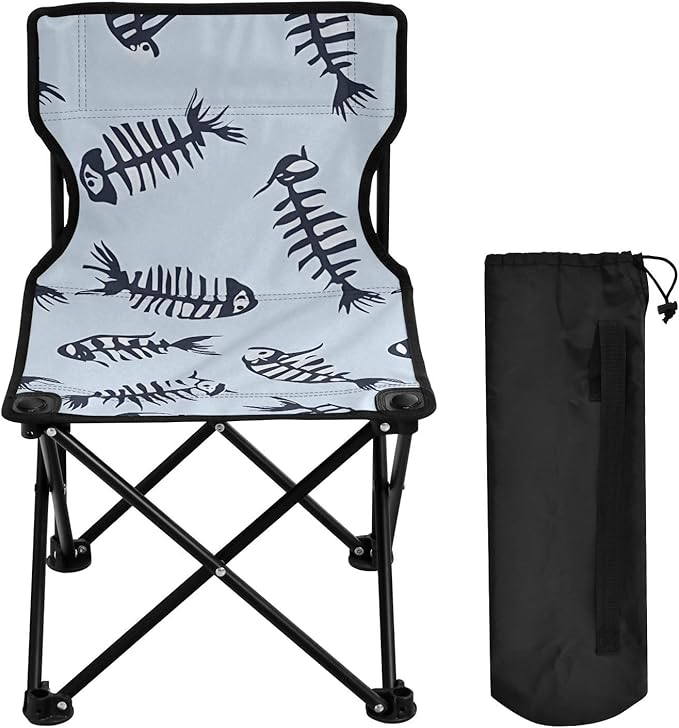 Fishbone Portable Camping Chairs Folding Chair - Durable Oxford Fabric Lightweight Iron Frame Easy Fold Design - Ideal for Outdoor Activities Camping Fishing and Travel