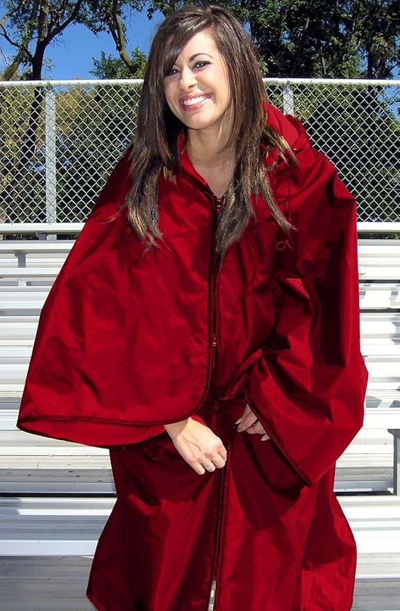 Ultimate Sports Wrap - PATENTED - The Only WEARABLE Weatherproof/Stadium/Picnic/Sports Blanket complete with Upper and Lower Zippers Lined &amp Adjustable Hood and Inside Hand Warmers 70 X 58