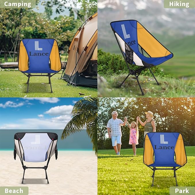Custom Camping Chair with Name Customize Folding Outdoor Chairs Personalized Compact Backpacking Chair with Side Pockets for Patio RV Travel Festival