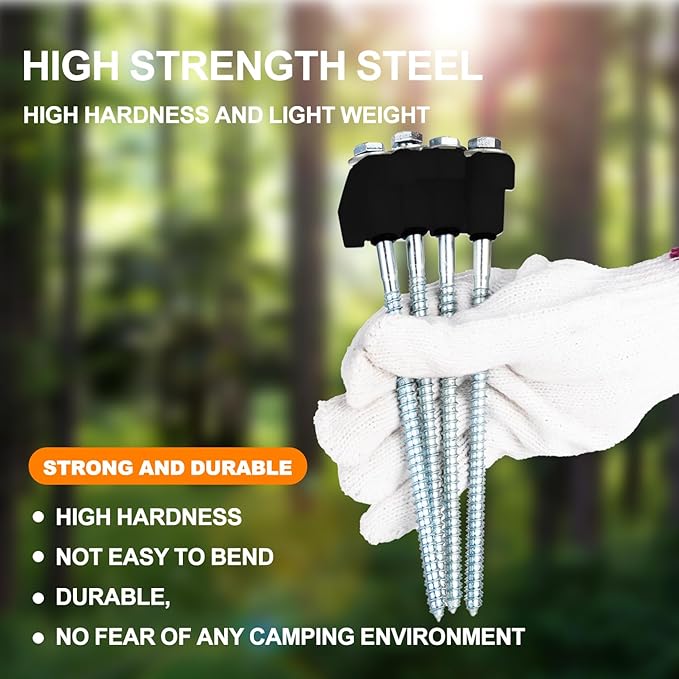 20 Pack Screw in Tent Stakes Heavy Duty8 ’’ Ground Anchors Screw inMetal Stakes with Hex Head Driver and Sturdy Storage Box. (20 Black)