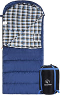 REDCAMP Flannel Sleeping Bag for Adults Comfortable Cotton Sleeping Bags for Camping with Detachable Hood Red/Grey/Blue/Black