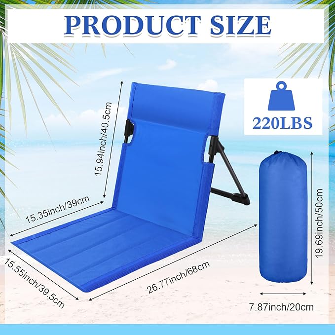 Karenhi 4 Pcs Foldable Poolside Chairs Portable Beach Chair Folding Seat for Edge of Pool Provide Back Support with Carry Bag for Adults Traveling Camping Picnic Lawn(Blue26.8 InchClassic Style)
