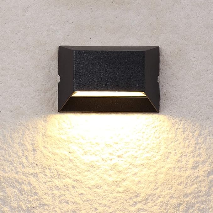 6W LED Outdoor/Indoor External Wall Sconces Light Waterproof Fixture Door Gate Step Stair Surface Mount Lamp Black Warm White