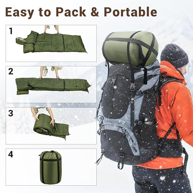Wearable Sleeping Bag Adult Outdoor &amp Indoor Sleeping Bags Applicable Temperature 25℉-50℉ Designed for Camping Hiking Backpacking and Other Outdoor Adventures