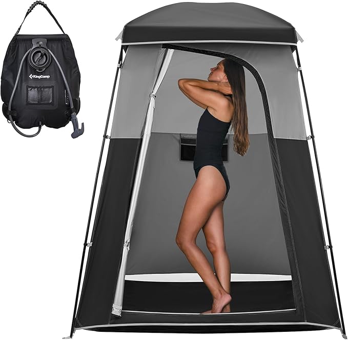 KingCamp Shower Tent Portable Privacy Tent Outdoor Camping 1/2 Room Toilet Tents with Shower Bag &amp Dressing Room for Beach Camping &amp Hiking