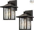 Outdoor Wall Lights Exterior Front Porch Lights Wall Sconce Wall Mount Waterproof Wall Lantern with Water Ripple Glass Oil Rubbed Bronze Light Fixtures for House Garage Patio 2-Pack