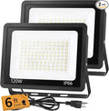 120W LED Flood Light Outdoor with 6ft Plug 14400LM Brighter Exterior Security Lights 5000K Daylight LED Work Light IP66 Waterproof for Yard Garage Stadium Lawn 2 Pack
