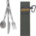 SANTTA Titanium Camping Utensils Ultra Light Spoon Fork Knife 3 Piece Set Cutlery Set with Pouch and Carabiner for Outdoor Camping Hiking Backpacking Hiking Picnic and Travel