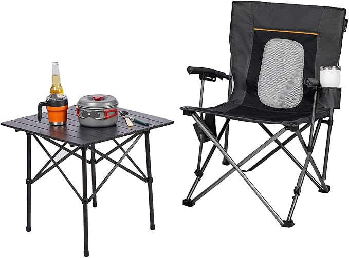 Portal Folding Camping Chair Comfortable Portable Lawn Chairs Lightweight Foldable Outdoor Camp Chair for Adults Supports up to 300 lbs Black