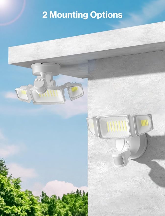 iMaihom 50W Motion Sensor Outdoor Lights 5000LM Hardwired Motion Sensor Flood Light Dusk to Dawn Outdoor Lighting 6500K LED Security Light IP65 Waterproof Motion Detector Lights for Outside White