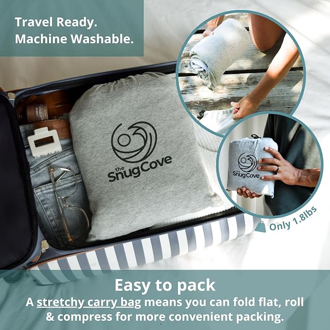 Soft Cotton Sleeping Bag Liner – 100% Organic Jersey Cotton Travel Sheet with Full Zipper Lightweight Camping Sheet for Hotel &amp Travel Single or Double Convertible Stretchy Sleep Sack for Adults