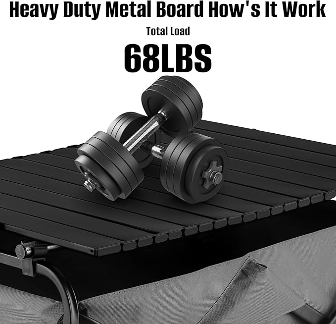 Metal Tabletop Board for Wagons CartFoldable Table 47x24 Heavy Duty for WagonAlloy Board with Load Capacity 68LBSCamping Essential and Gear for Outdoor Party with Family and Friends(Black)