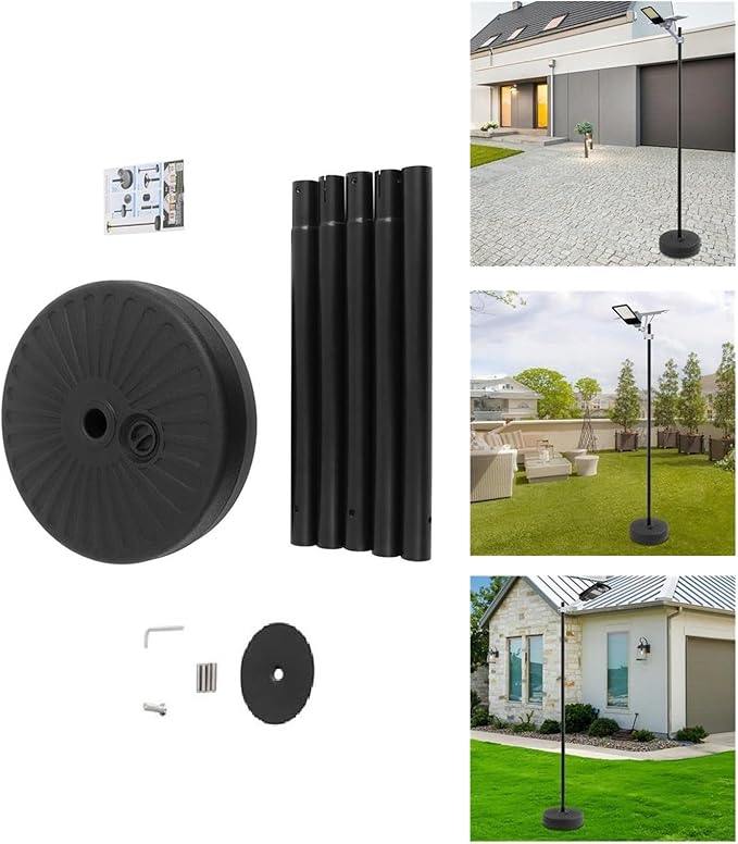 Street Light Pole 8.5FT 48mm Split Street Lamp Post for Outdoor Street Courtyard Parking Lot Moveable Lighting Post Fixtures with Stable Base Patio Lighting Poles