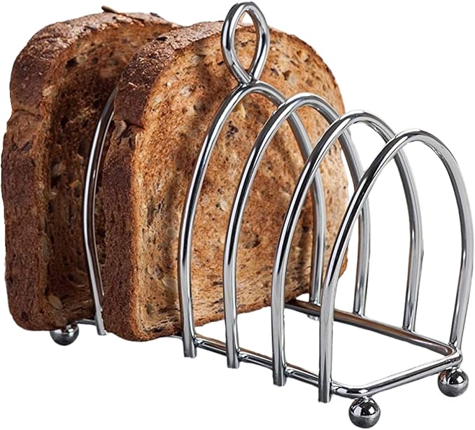 Kilo Victorian Design Chrome 6 Slice Toast Rack with Ball Feet and Loop Carry Handle