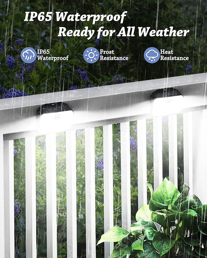 CLAONER 16-Pack Solar Motion Sensor Lights Outdoor 168 LED Waterproof Security Light with 3 Modes for Garden Fence Garage Deck Door Step