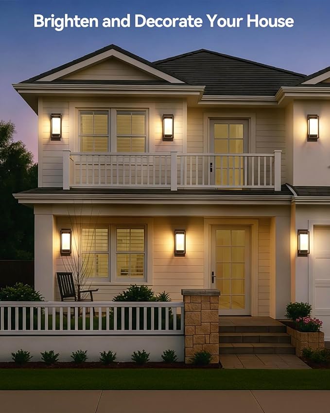 RAYVO Modern Outdoor Wall Light with Dusk to Dawn Sensor Waterproof Exterior Lighting Fixtures with E26 Base 3000K LED Bulb Included Outdoor Sconce Lights for Porch Garage Entryway Bronze 2 Pack