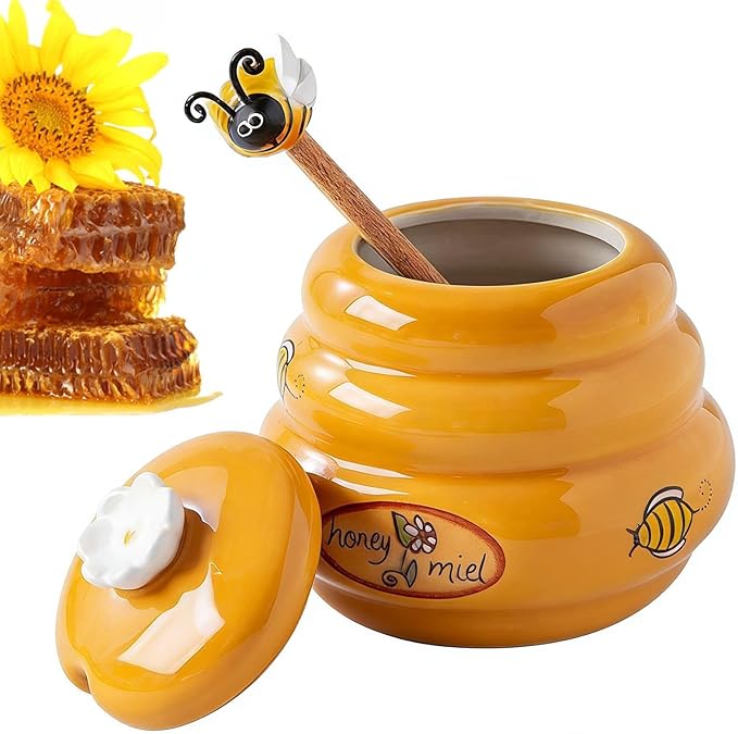 Honey Dispenser Cute Small No Drip Pot Honey Dispenser No Drip Jar for Syrup Jam Sauce Home Apartment Kitchen Office Dorm Farmhouse Restaurant Baking