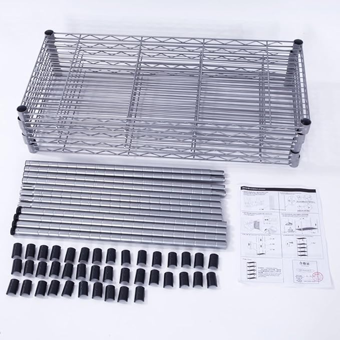 Adjustable Chrome Plated Iron Storage Rack 5-Layer Floor Standing Storage Rack Silver (35.43 X 13.78 X 70.87)“