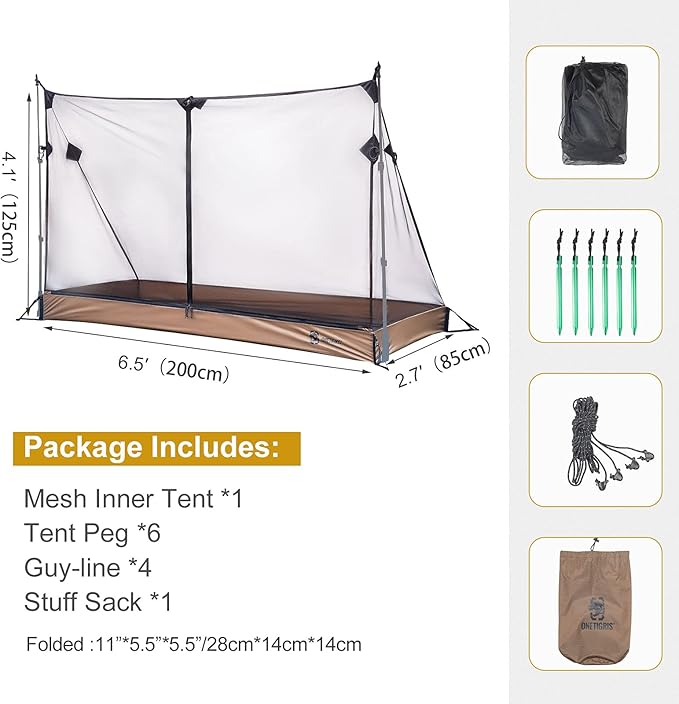 OneTigris Solo Mesh Tent Ultralight Screen House with 3000 Waterproof Bathtub Floor for Camping Hiking Backpacking Traveling Fishing Patio