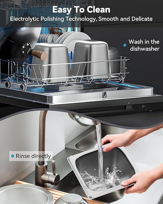 6 Pack Hotel Pans 1/6 Size 6 Deep Steam Table Pan 22 Gauge Anti Jam Stainless Steel Hotel Food Pan
