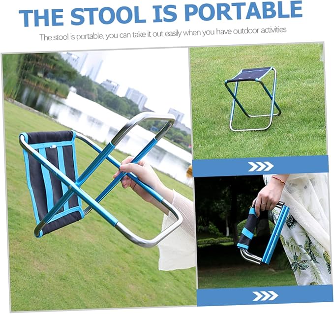 Portable Folding Stool Lightweight and Durable Mini Fishing Chair for Camping Beach and Outdoor Activities Multi-Functional Travel Seat Easy Storage and Carry Small Blue